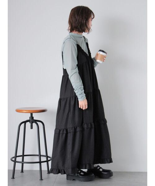 ehka sopo（エヘカソポ）の「フリルティアードキャミワンピース（ワンピース・レディース・グリーン/モカ/ブラック・F）」の16枚目の写真