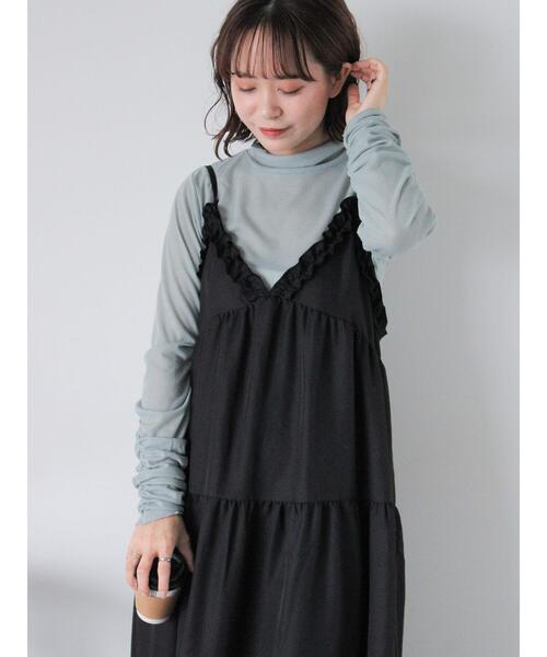 ehka sopo（エヘカソポ）の「フリルティアードキャミワンピース（ワンピース・レディース・グリーン/モカ/ブラック・F）」の18枚目の写真