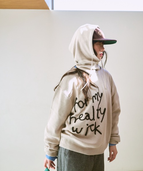 common gull products.（コモンガルプロダクツ）の「ゆきん子バラクラバセットニット（ニット/セーター・レディース・アイボリー/グレー系/レッド系/ブルー系・LARGE/MEDIUM）」の14枚目の写真