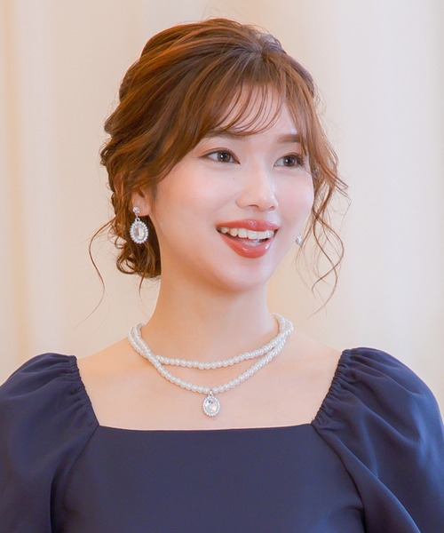 Retica（レティカ）の「結婚式アクセサリー フロントビジュー 2連 パール ネックレス ピアス 2点セット（ピアス（両耳用）・レディース・ホワイト・FREE）」の5枚目の写真