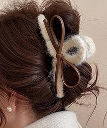 Bifrost（ビフレスト）の「リボン付きニットバンス ヘアクリップ（バレッタ/ヘアクリップ）」