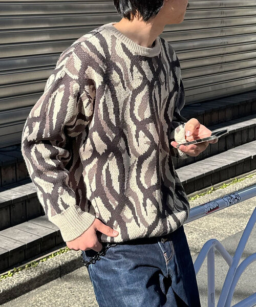 CIAOPANIC(チャオパニック)の「ハイゲージカモフラニット(ニット/セーター・レディース・ベージュ/ネイビー/カーキ・ONE SIZE)」の8枚目の写真