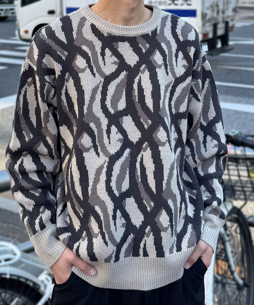 CIAOPANIC(チャオパニック)の「ハイゲージカモフラニット(ニット/セーター・レディース・ベージュ/ネイビー/カーキ・ONE SIZE)」の11枚目の写真