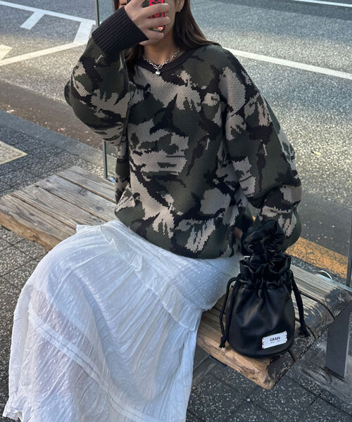 CIAOPANIC(チャオパニック)の「ハイゲージカモフラニット(ニット/セーター・レディース・ベージュ/ネイビー/カーキ・ONE SIZE)」の21枚目の写真