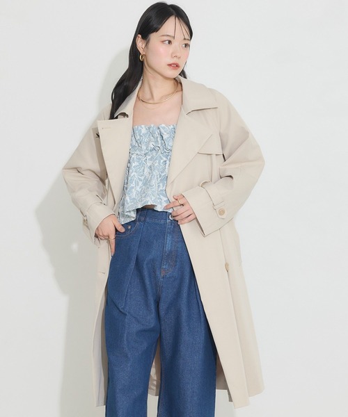 earth music&ecology（アースミュージックアンドエコロジー）の「ベーシックトレンチコート（トレンチコート・レディース・ベージュ/ライトベージュ・S/M）」の4枚目の写真