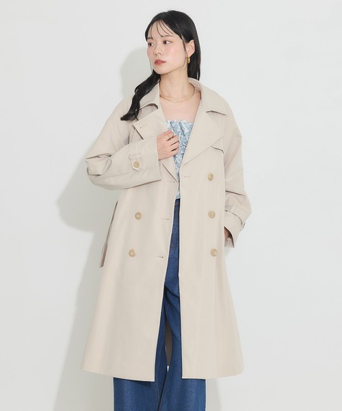 earth music&ecology（アースミュージックアンドエコロジー）の「ベーシックトレンチコート（トレンチコート・レディース・ベージュ/ライトベージュ・S/M）」の3枚目の写真