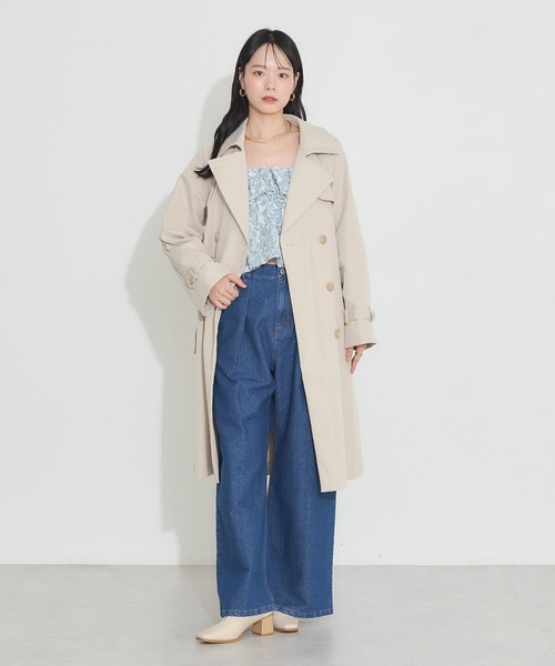 earth music&ecology（アースミュージックアンドエコロジー）の「ベーシックトレンチコート（トレンチコート・レディース・ベージュ/ライトベージュ・S/M）」の6枚目の写真