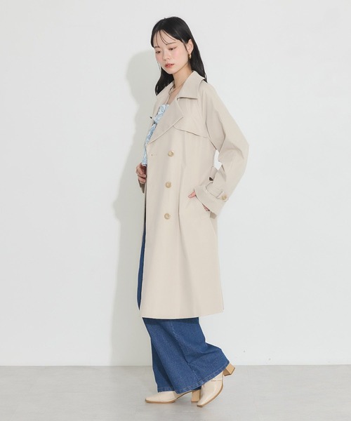 earth music&ecology（アースミュージックアンドエコロジー）の「ベーシックトレンチコート（トレンチコート・レディース・ベージュ/ライトベージュ・S/M）」の7枚目の写真