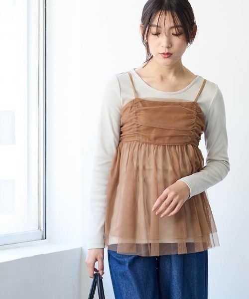 SMILE LAND（スマイルランド）の「＜大きいサイズ＞UVカット綿１００％フライス素材クルーネックＴシャツ（Tシャツ/カットソー・レディース・ネイビー/グレイッシュベージュ/ブラック/オフホワイト/ライム/チャコールグレー/ブラウン・4L/3L/L/5L/LL）」の10枚目の写真