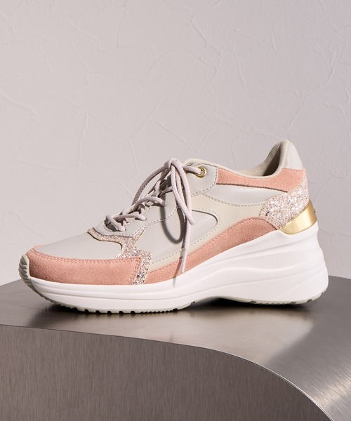 新同◯HIMIKO 美脚ヒールアップスニーカー ラメ アイボリー 24 Amazon