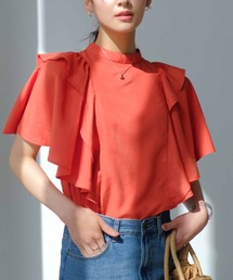 美品　セオリーリュクス　ウォッシャブル ブラウス　オレンジ　フリル袖 シャツ/ブラウス（オレンジ/橙色系・フリル）ファッション通販 - ZOZOTOWN