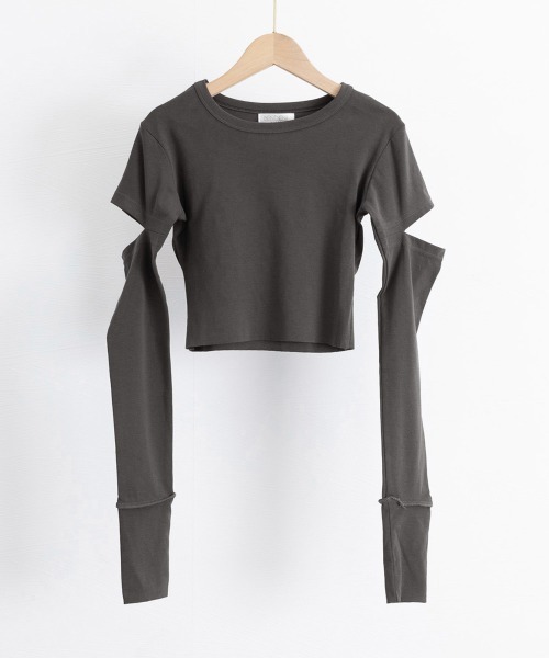 Miniministore（ミニミニストア）の「長袖Tシャツ 袖カットアウト カットソー（Tシャツ/カットソー・レディース・ダークグレー/ブラック・L/M）」の15枚目の写真