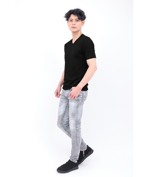 TORNADO MART(トルネードマート)の「TORNADO MART∴シャープウェービィジャージー半袖カットソー(Tシャツ/カットソー・メンズ・ブラック/ホワイト・M/L/LL/XXL)」の4枚目の写真