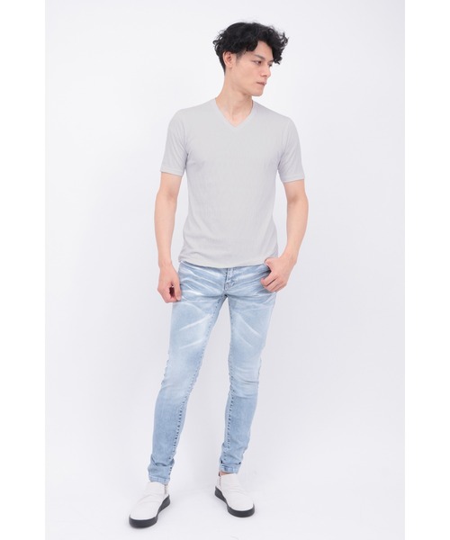 TORNADO MART(トルネードマート)の「TORNADO MART∴シャープウェービィジャージー半袖カットソー(Tシャツ/カットソー・メンズ・ブラック/ホワイト・M/L/LL/XXL)」の3枚目の写真