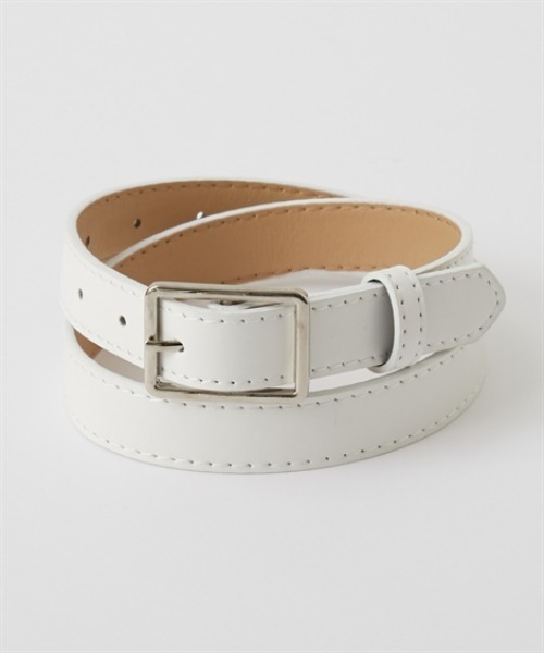 Petitjo(プッチージョ)の「小さいサイズ スクエアバックルベルト 低身長さん・小柄女性(ベルト・レディース・オフホワイト/ブラック・XS-S)」の2枚目の写真