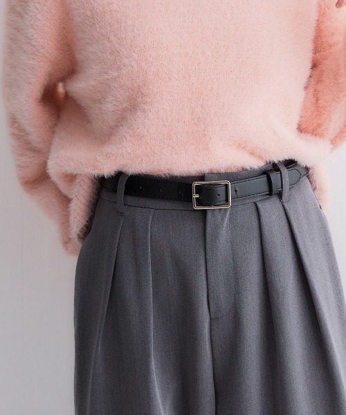 Petitjo(プッチージョ)の「小さいサイズ スクエアバックルベルト 低身長さん・小柄女性(ベルト・レディース・オフホワイト/ブラック・XS-S)」の1枚目の写真