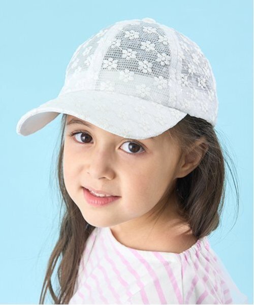 Lycee mine（リセマイン）の「シアー花柄キャップ（キャップ・キッズ・オフホワイト/ブラック・54cm）」の2枚目の写真