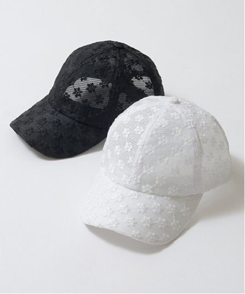 Lycee mine（リセマイン）の「シアー花柄キャップ（キャップ・キッズ・オフホワイト/ブラック・54cm）」の7枚目の写真