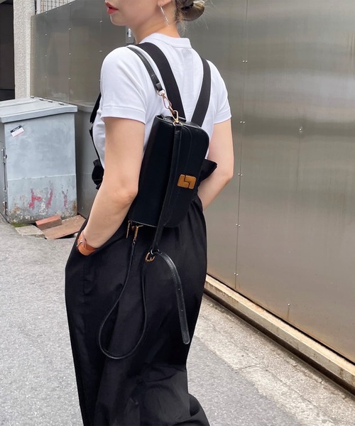 ISOOK（アイスー）の「2wayショルダーバッグ(comochi select)/ハンドバッグ 斜め掛け マグネットボタン フェイクレザー 合皮 黒 茶色 ブラック ブラウン（ハンドバッグ・レディース・ブラウン/ブラック・FREE）」の7枚目の写真