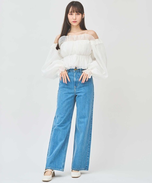 31 Sons de mode(トランテアン ソン ドゥ モード)の「【Leeコラボ】デニムワイドパンツ(デニムパンツ・レディース・サックスブルー/インディゴブルー・36/38)」の3枚目の写真