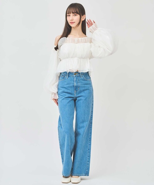 31 Sons de mode(トランテアン ソン ドゥ モード)の「【Leeコラボ】デニムワイドパンツ(デニムパンツ・レディース・サックスブルー/インディゴブルー・36/38)」の4枚目の写真