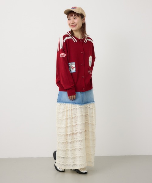 Rodeo Crowns ロデオ デニム ロングスカート チュール 切替 RODEO CROWNS WIDE BOWL スカート デニム×レーススカート