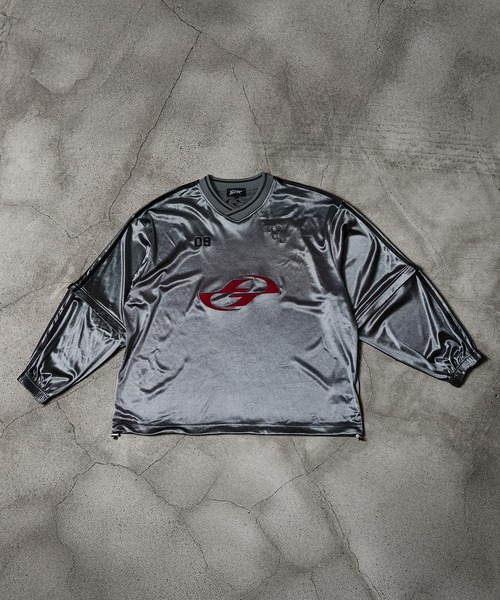 ERAR（エラー）の「【ERAR】ジップアーム3wayプルオーバーハイギミックゲームシャツ/ロングTシャツ（Tシャツ/カットソー・メンズ・グレー系/ブラック系/ブラック/ワイン/ホワイト/チャコール/グレー系1・S/M/L/XL）」の8枚目の写真