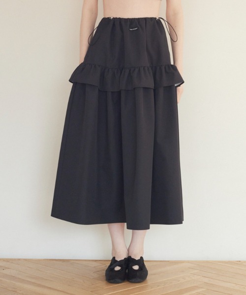 HONEY MI HONEY（ハニーミーハニー）の「rain tiered skirt（スカート・レディース・ホワイト/ブラック/ベージュ・FREE）」の3枚目の写真