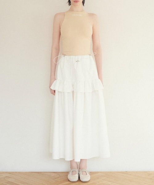 HONEY MI HONEY（ハニーミーハニー）の「rain tiered skirt（スカート・レディース・ホワイト/ブラック/ベージュ・FREE）」の9枚目の写真