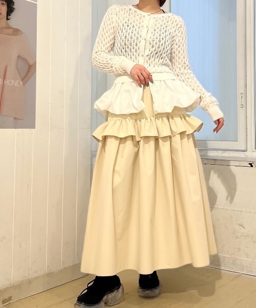 HONEY MI HONEY（ハニーミーハニー）の「rain tiered skirt（スカート・レディース・ホワイト/ブラック/ベージュ・FREE）」の13枚目の写真
