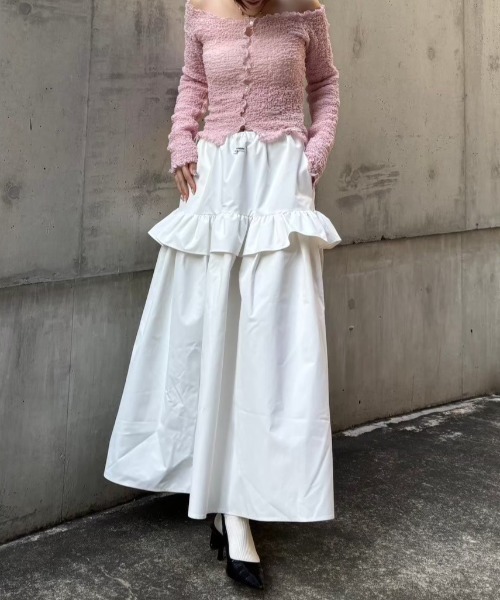 HONEY MI HONEY（ハニーミーハニー）の「rain tiered skirt（スカート・レディース・ホワイト/ブラック/ベージュ・FREE）」の14枚目の写真