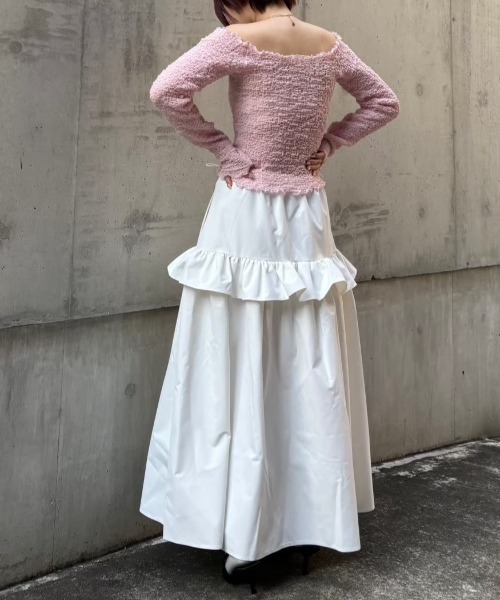 HONEY MI HONEY（ハニーミーハニー）の「rain tiered skirt（スカート・レディース・ホワイト/ブラック/ベージュ・FREE）」の15枚目の写真