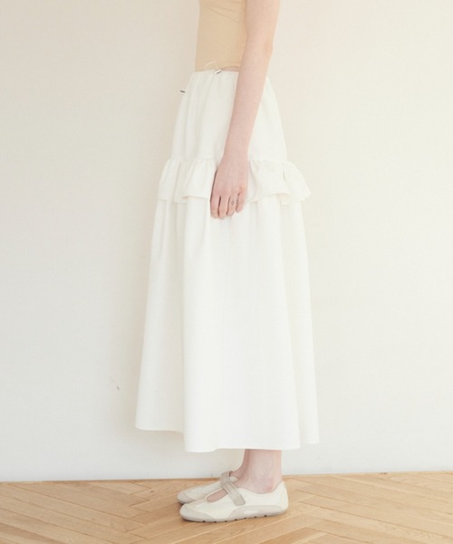 HONEY MI HONEY（ハニーミーハニー）の「rain tiered skirt（スカート・レディース・ホワイト/ブラック/ベージュ・FREE）」の22枚目の写真