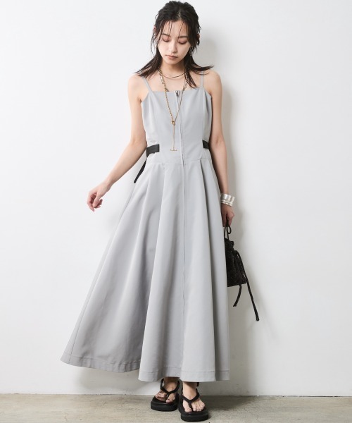 CHIC STYLE（シックスタイル）の「キャミソールマキシワンピース＜大きいサイズ有＞シックスタイル（ワンピース・レディース・ブラック/グレー・M/L/LL/3L/4L/5L）」の3枚目の写真