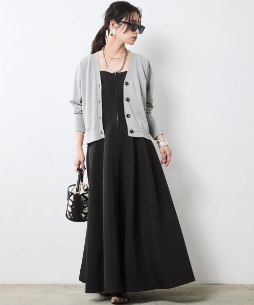 CHIC STYLE（シックスタイル）の「キャミソールマキシワンピース＜大きいサイズ有＞シックスタイル（ワンピース・レディース・ブラック/グレー・M/L/LL/3L/4L/5L）」の10枚目の写真