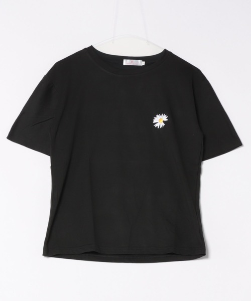 セール】フラワー 刺繍 クルーネック 半袖 Tシャツ（Tシャツ