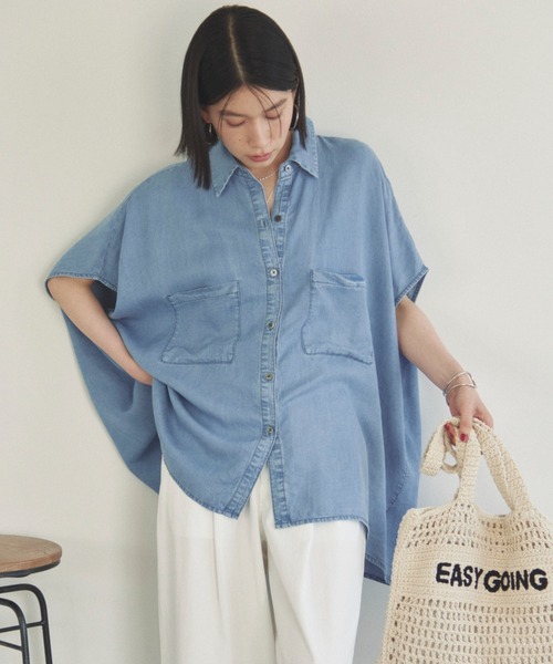 Doux archives（ドゥアルシーヴ）の「ソフトデニムフレンチシャツ（シャツ/ブラウス・レディース・ベージュ/サックスブルー/ブルー・38）」の21枚目の写真