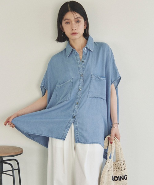 Doux archives（ドゥアルシーヴ）の「ソフトデニムフレンチシャツ（シャツ/ブラウス・レディース・ベージュ/サックスブルー/ブルー・38）」の22枚目の写真