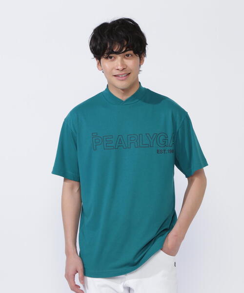 新品　パーリーゲイツ　モックネック　半袖シャツ　カットソー　ブルーグリーン　0 新品 パーリーゲイツ モックネック 半袖シャツ カットソー
