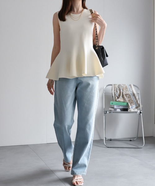 ma_sa　スラックス&ペプラムニット ma_sa スラックス&ペプラムニット ノースリーブペプラムニット（ニット