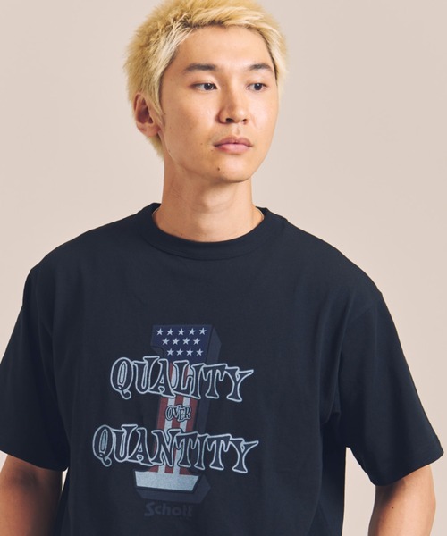 Schott(ショット)の「SCHOTT-T-SHIRT QUALITY OVER QUANTITY(Tシャツ/カットソー・メンズ・ホワイト/ブラック・L/XL)」の2枚目の写真