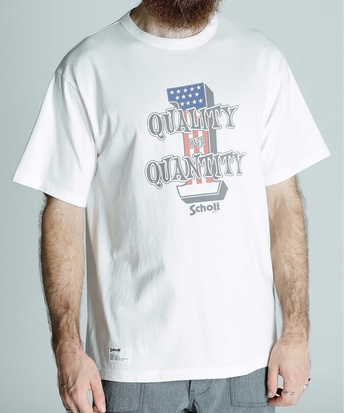Schott(ショット)の「SCHOTT-T-SHIRT QUALITY OVER QUANTITY(Tシャツ/カットソー・メンズ・ホワイト/ブラック・L/XL)」の6枚目の写真
