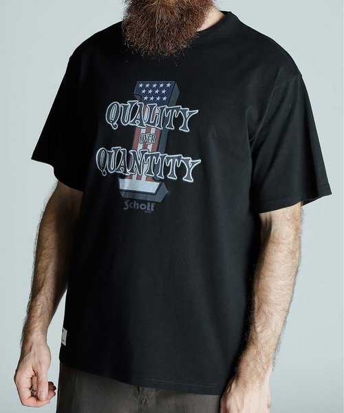 Schott(ショット)の「SCHOTT-T-SHIRT QUALITY OVER QUANTITY(Tシャツ/カットソー・メンズ・ホワイト/ブラック・L/XL)」の5枚目の写真