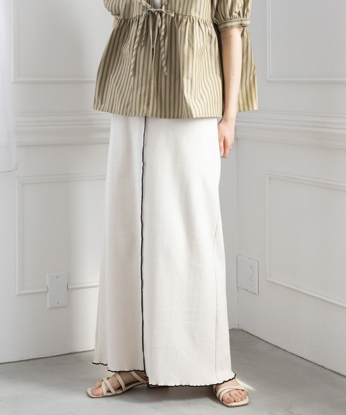 RAGEBLUE（レイジブルー）の「コットンリブメローIラインスカート（スカート・レディース・ホワイト/ブラック・FREE）」の2枚目の写真