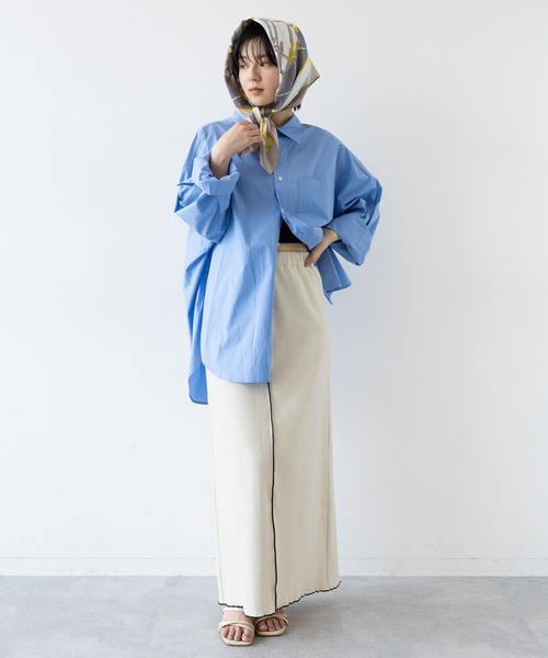 RAGEBLUE（レイジブルー）の「コットンリブメローIラインスカート（スカート・レディース・ホワイト/ブラック・FREE）」の10枚目の写真