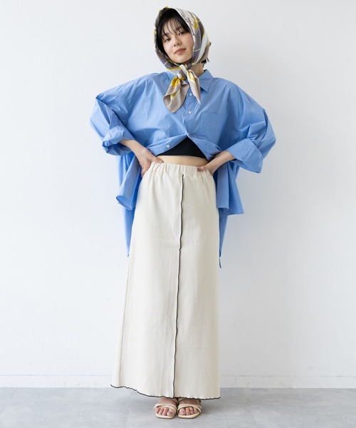 RAGEBLUE（レイジブルー）の「コットンリブメローIラインスカート（スカート・レディース・ホワイト/ブラック・FREE）」の8枚目の写真