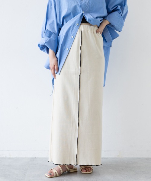 RAGEBLUE（レイジブルー）の「コットンリブメローIラインスカート（スカート・レディース・ホワイト/ブラック・FREE）」の7枚目の写真