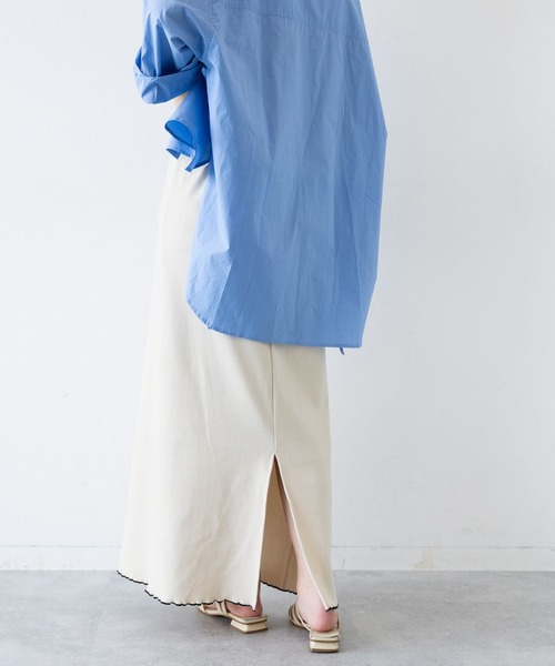 RAGEBLUE（レイジブルー）の「コットンリブメローIラインスカート（スカート・レディース・ホワイト/ブラック・FREE）」の6枚目の写真