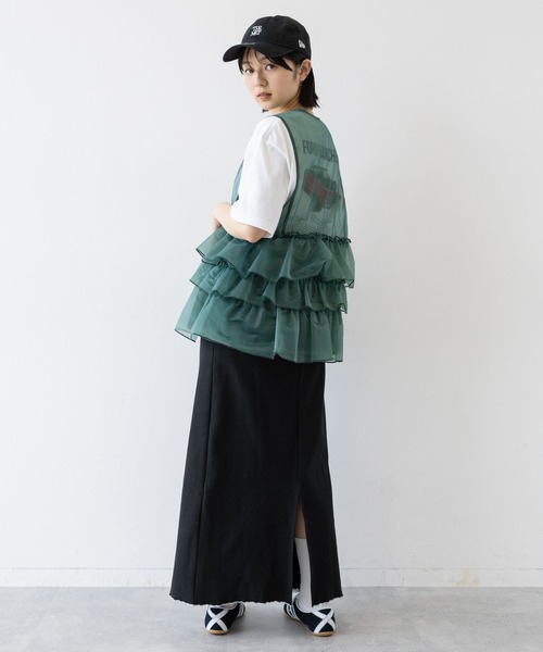 RAGEBLUE（レイジブルー）の「コットンリブメローIラインスカート（スカート・レディース・ホワイト/ブラック・FREE）」の3枚目の写真