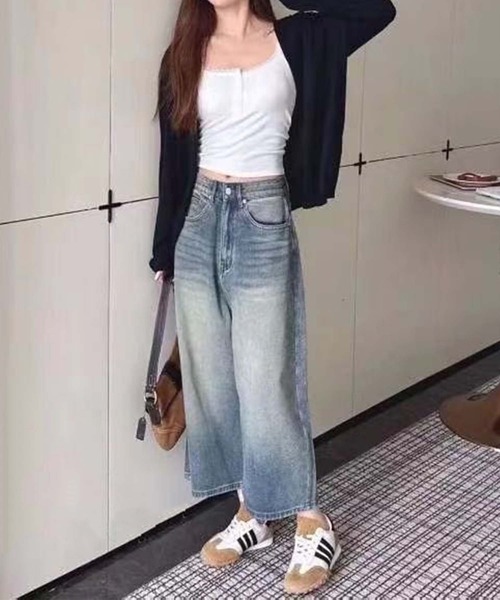 aimoha（アイモハ）の「ストライプ＆レーストリムのキャミソール (SS)（キャミソール・レディース・グレー/その他1/その他/ブラック/ホワイト・FREE）」の7枚目の写真